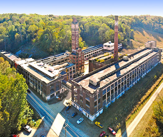 overhead view of factory